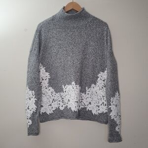 Reitmans Grey Mock Neck With lace details Oversized Sweater Size S